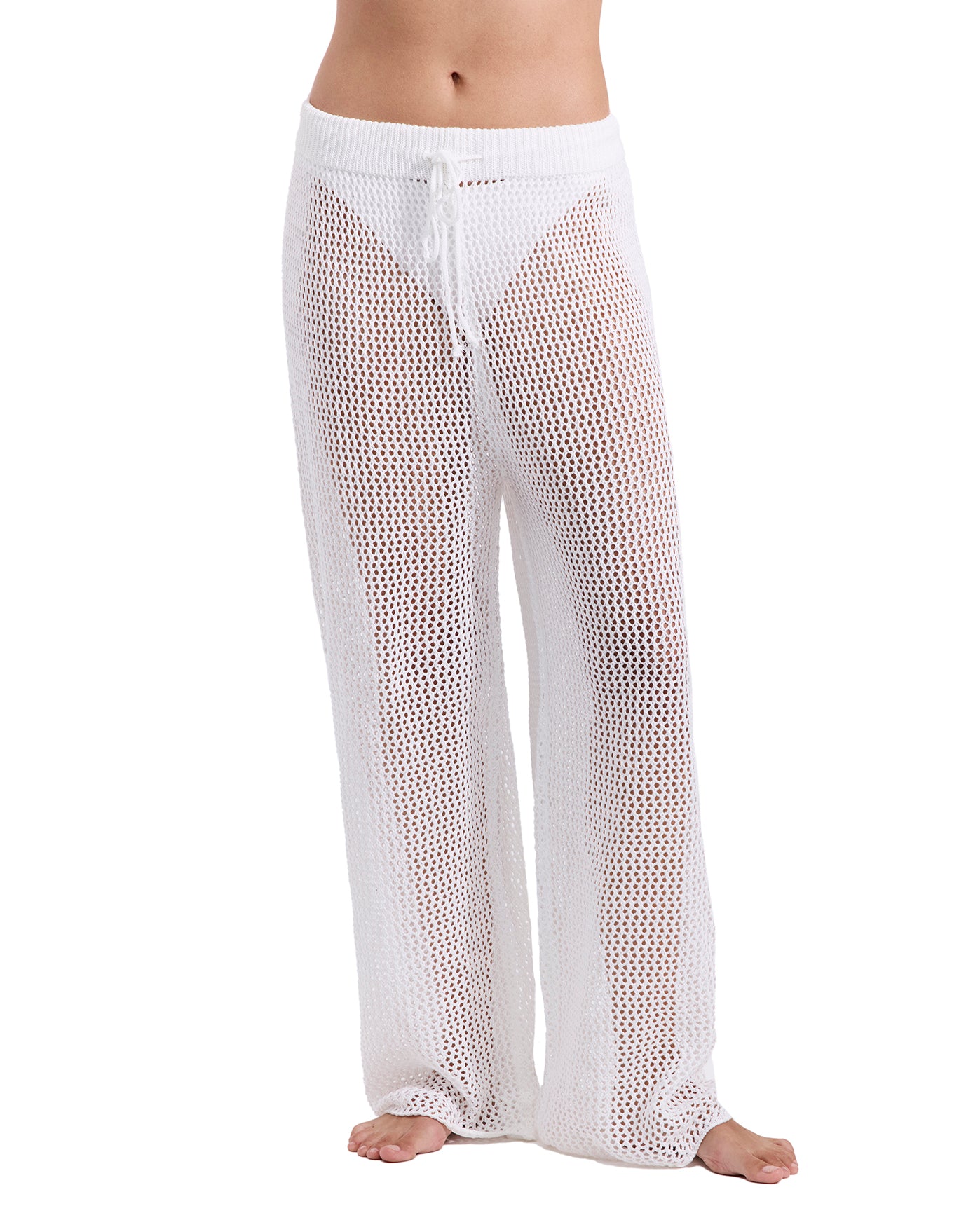Monaco Net Crochet High Waist Beach Pant Cover-Up-Off-white