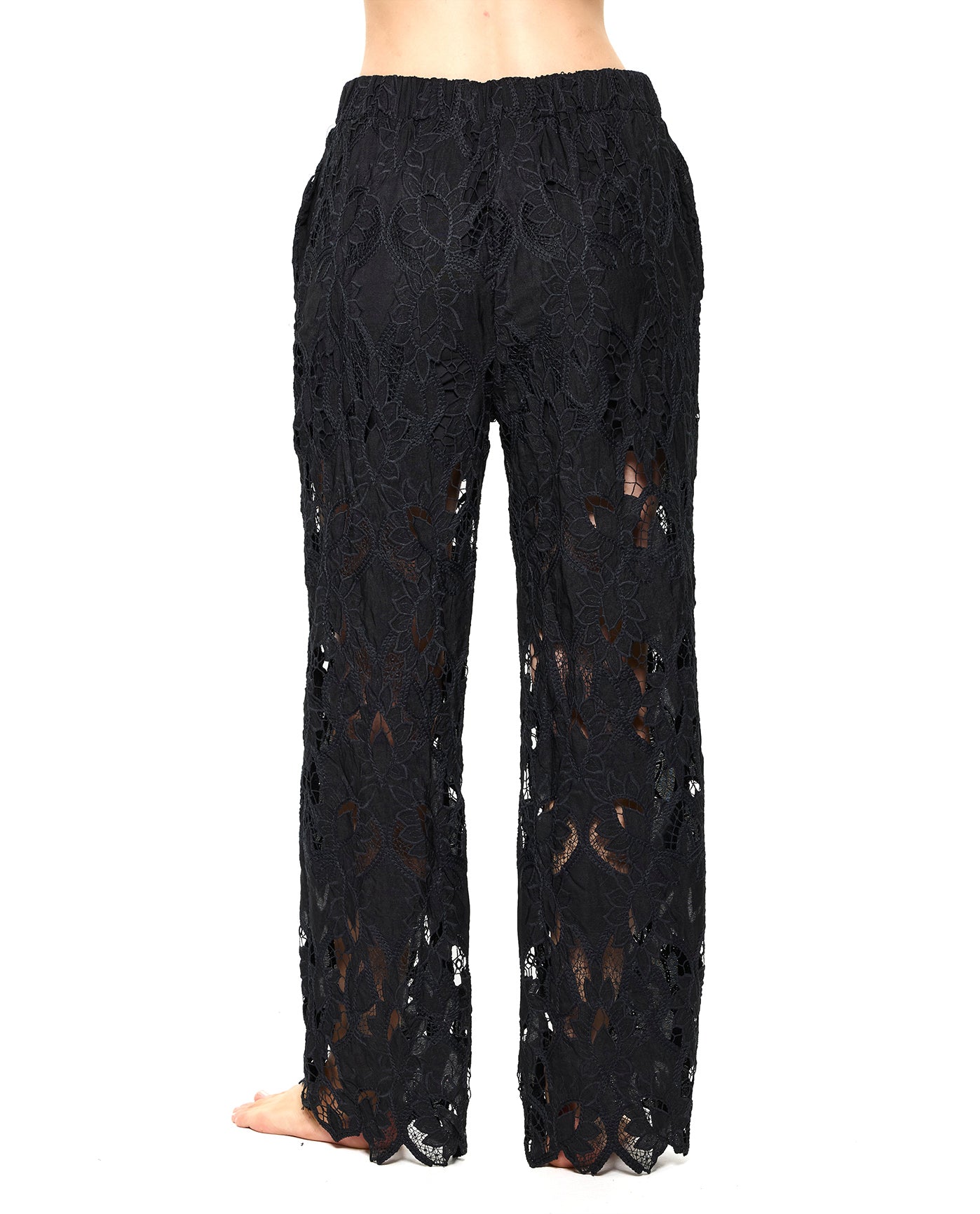 Guipure Lace Beach Pant Cover-Up-Black