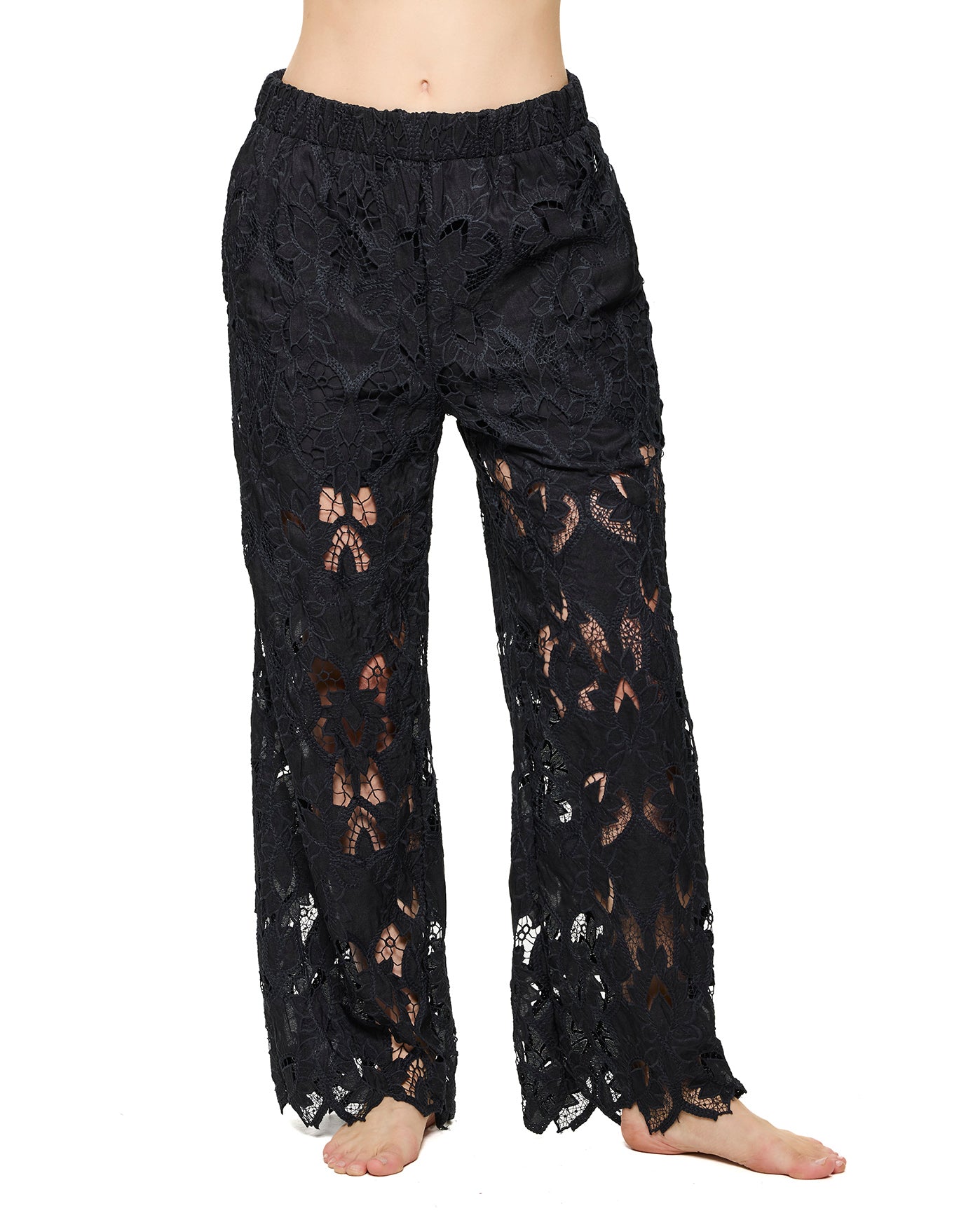 Guipure Lace Beach Pant Cover-Up-Black