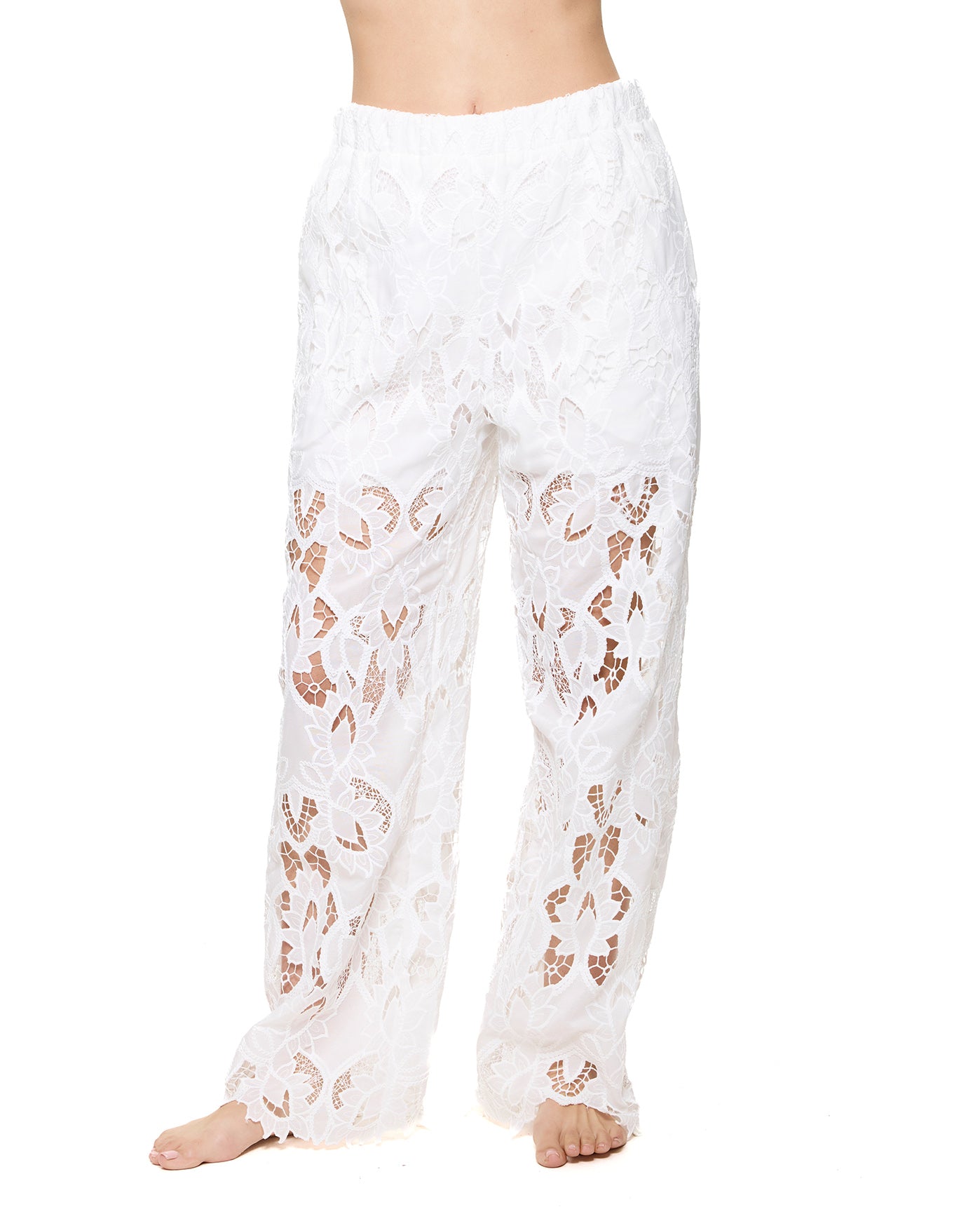 Guipure Lace Beach Pant Cover-Up-White