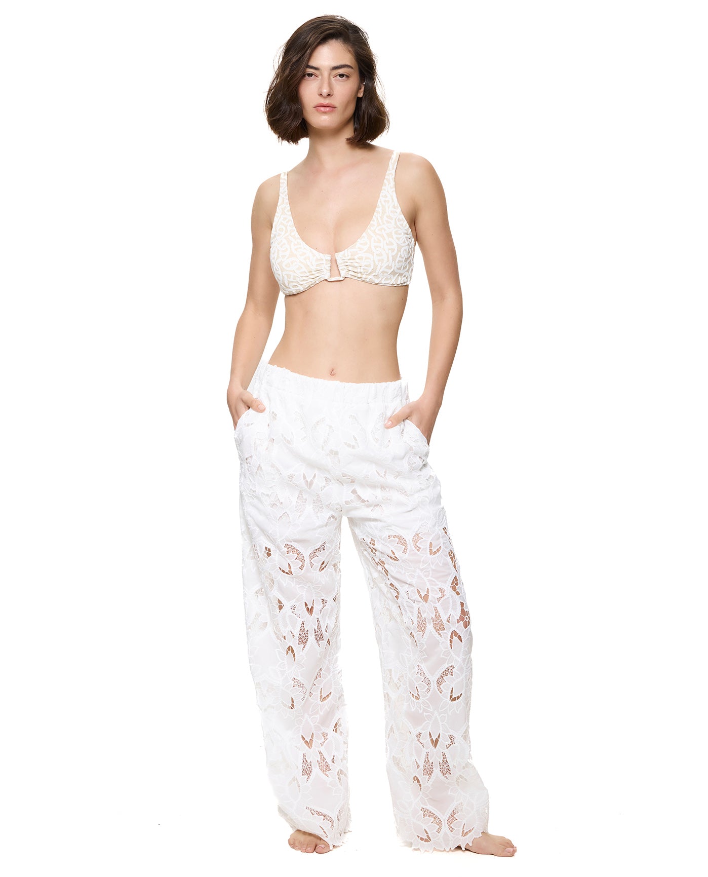 Guipure Lace Beach Pant Cover-Up-White