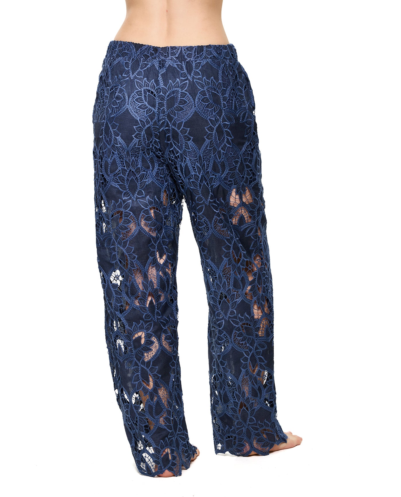 Guipure Lace Beach Pant Cover-Up-Navy