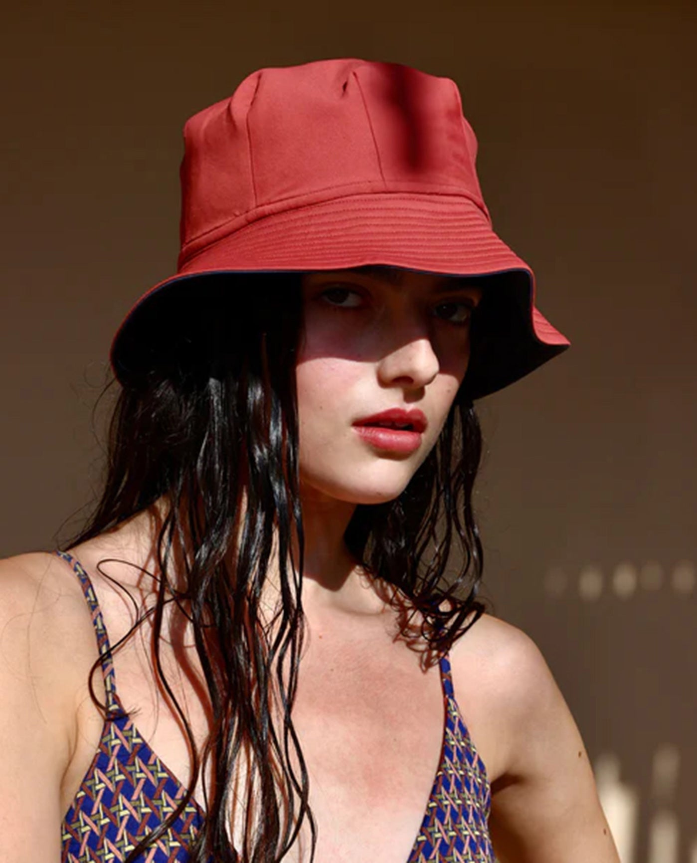 Front View Of Gottex Double Sided Bucket Hat | GOTTEX BLUSH AND GREY