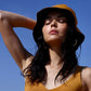 Alternate Front View Of Gottex Double Sided Bucket Hat | GOTTEX MUSTARD AND BLACK