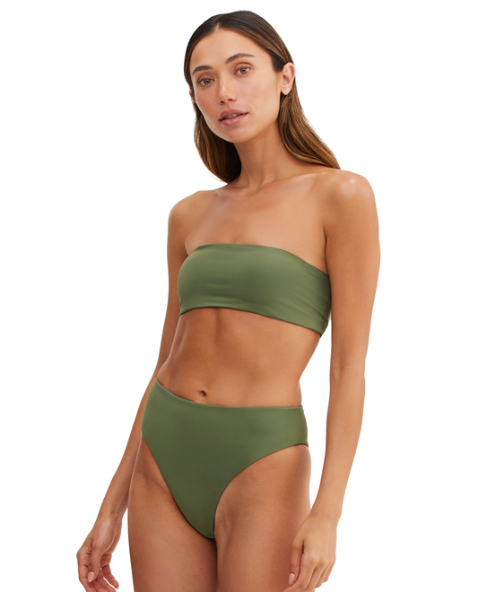 Side View Of Au Naturel Endless Summer Emma Bandeau Swim Top | Au Naturel Ink-Olive