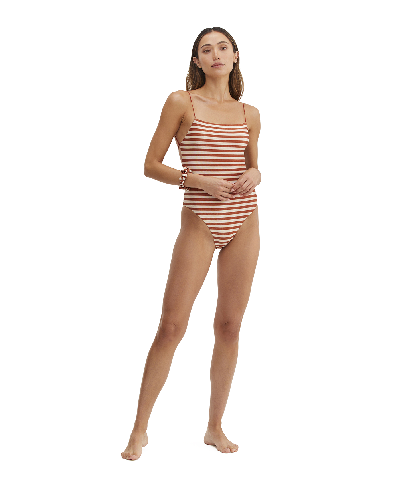 Au Naturel Golden Hour Libi Round Neck Strappy Open Back One Piece | Au Naturel Terracotta-Ivory