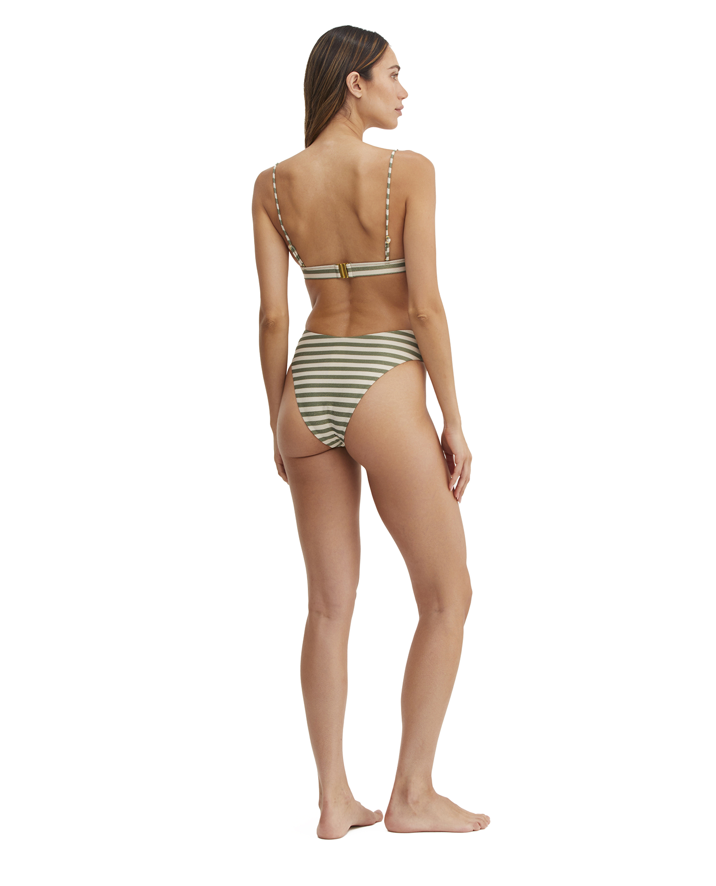 Au Naturel Golden Hour Mila Wide Band Triangle Bikini Top | Au Naturel Olive-Ivory