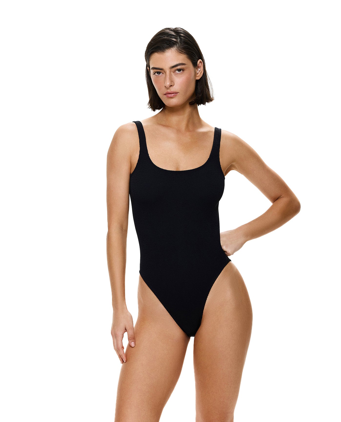 Tubular Square Neck One Piece-Black