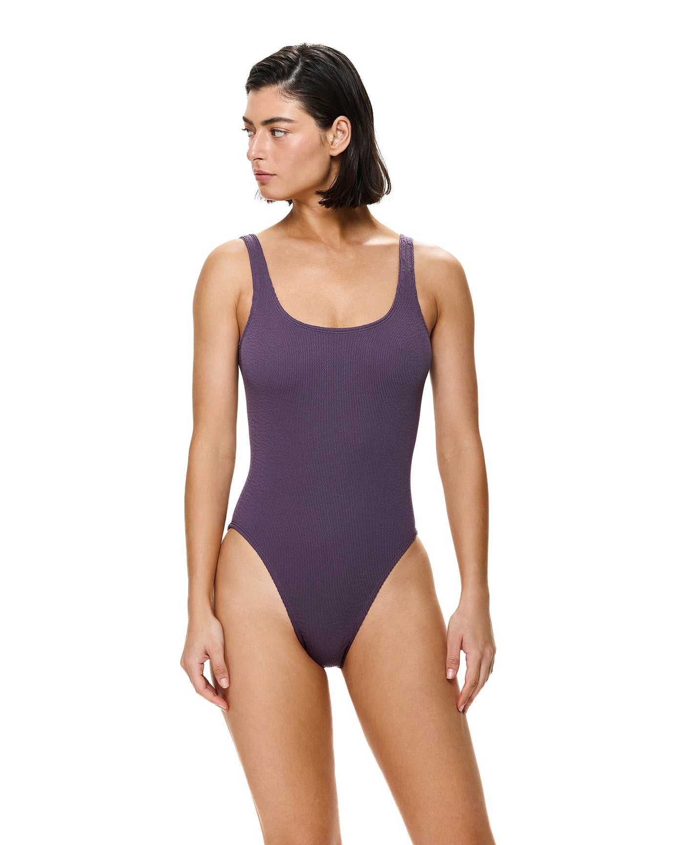 Tubular Square Neck One Piece -Aubergine