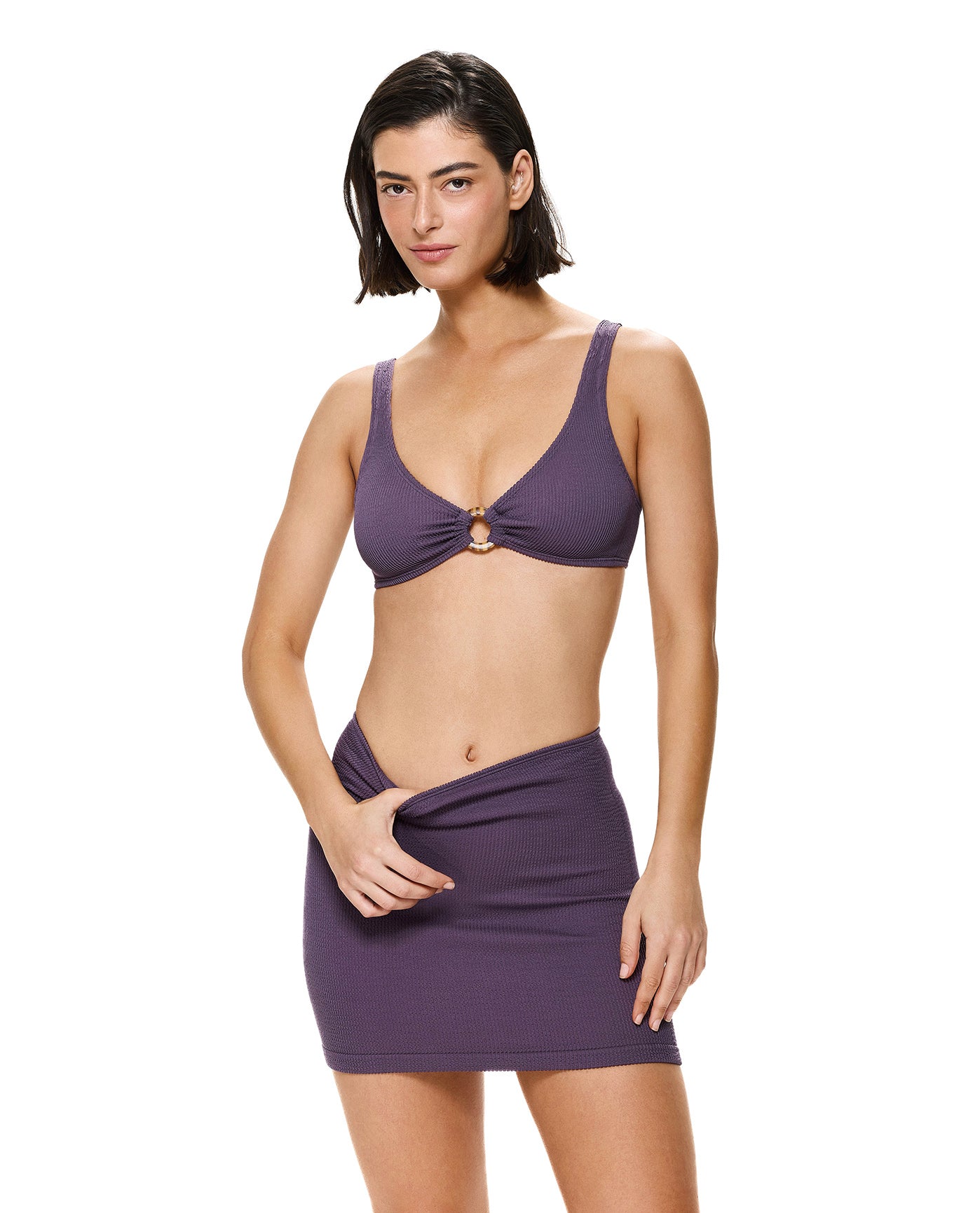 Tubular Swim Skirt/ Tube Top-Aubergine