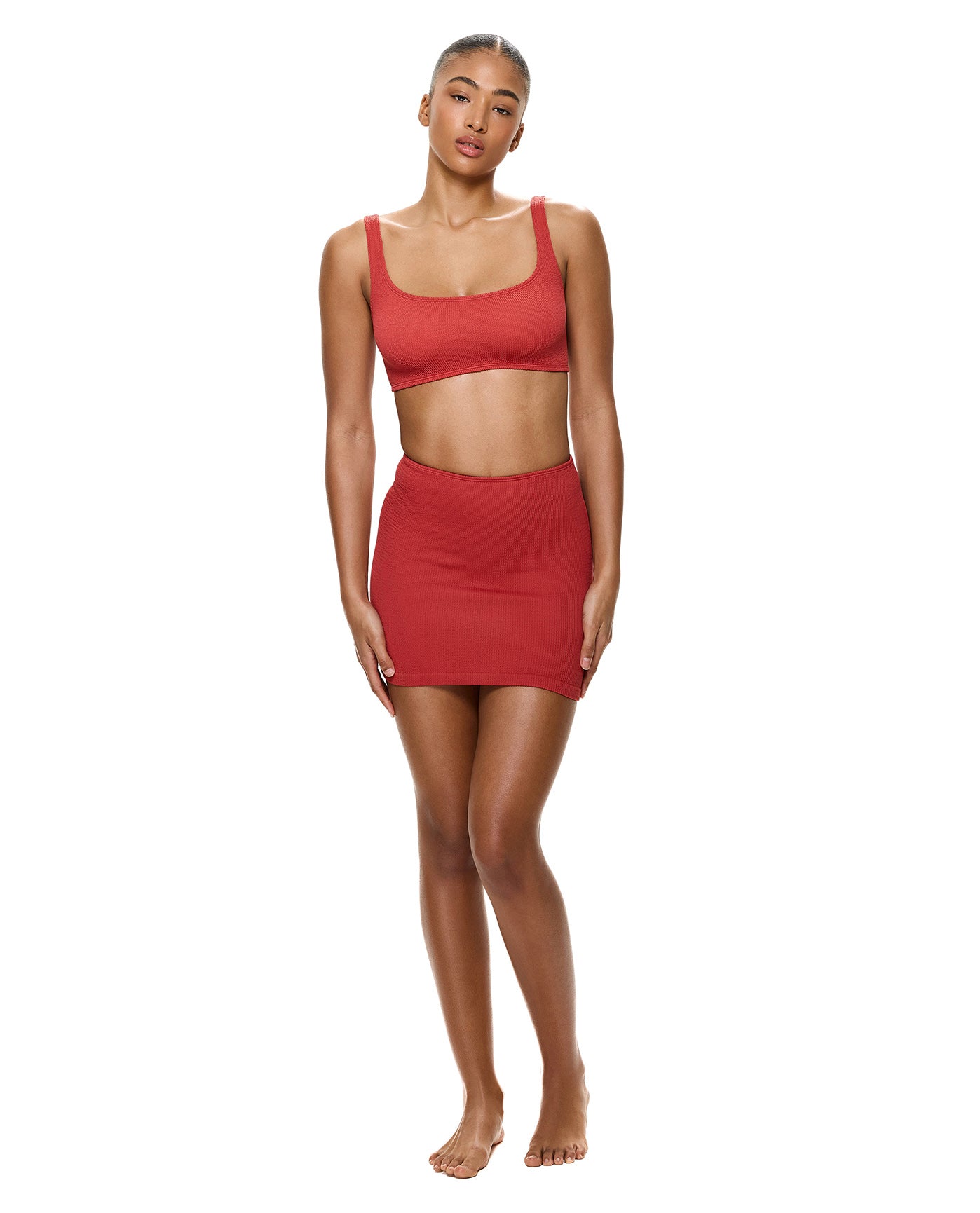 Tubular Swim Skirt/ Tube Top-Paprika