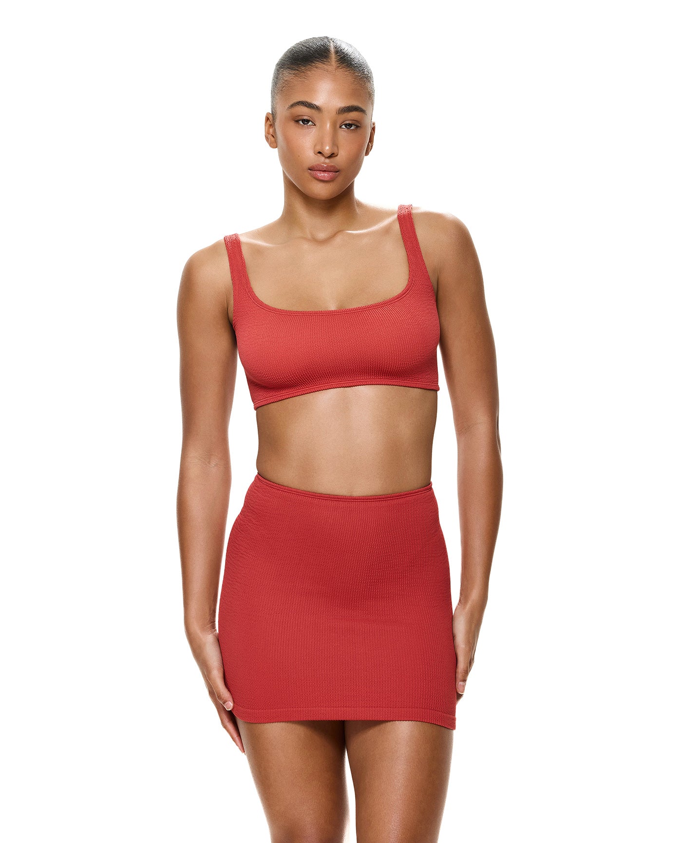 Tubular Swim Skirt/ Tube Top-Paprika