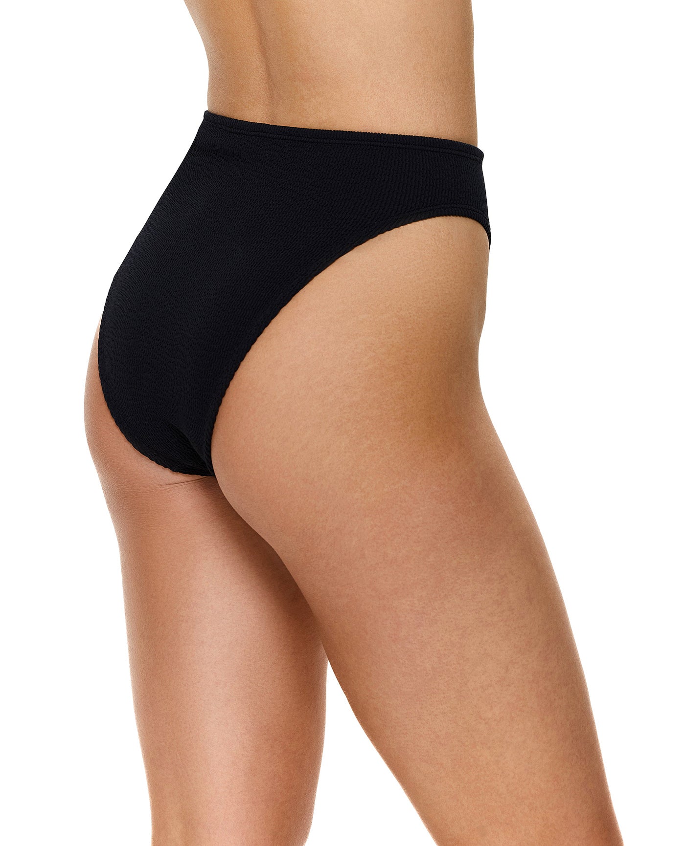 Tubular High Waist Bikini Bottom -Black
