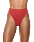 Tubular High Waist Bikini Bottom-Paprika