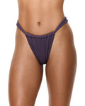 Tubular High Leg Low Rise Bikini Bottom-Aubergine