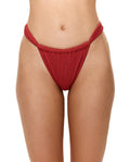 Tubular High Leg Low Rise Bikini Bottom-Paprika