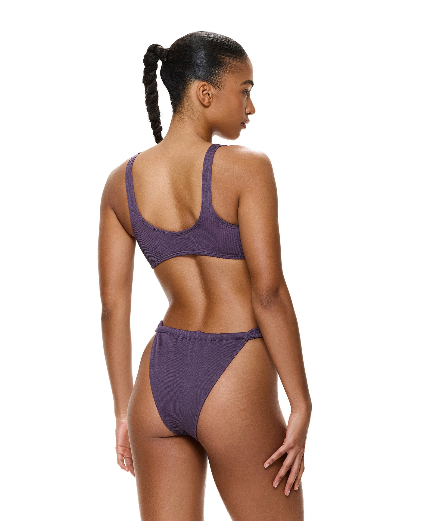 Tubular Square Neck Bikini Top-Aubergine