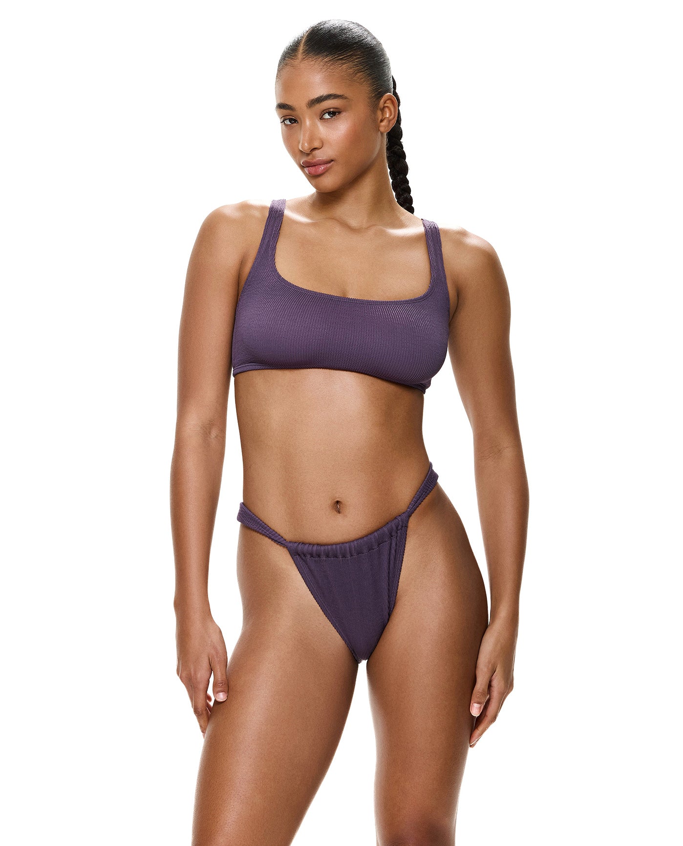 Tubular Square Neck Bikini Top-Aubergine