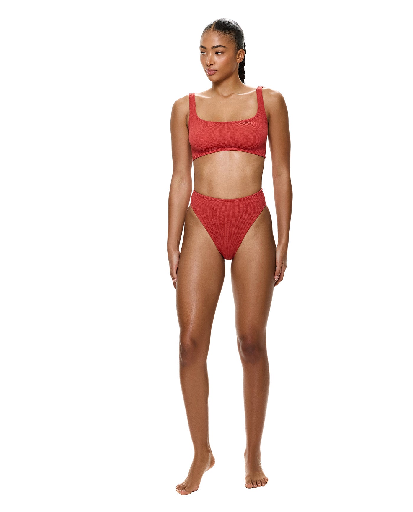 Tubular Square Neck Bikini Top-Paprika
