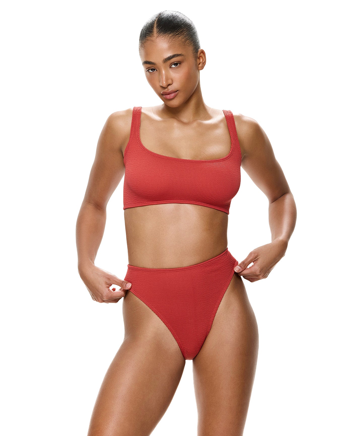 Tubular Square Neck Bikini Top-Paprika