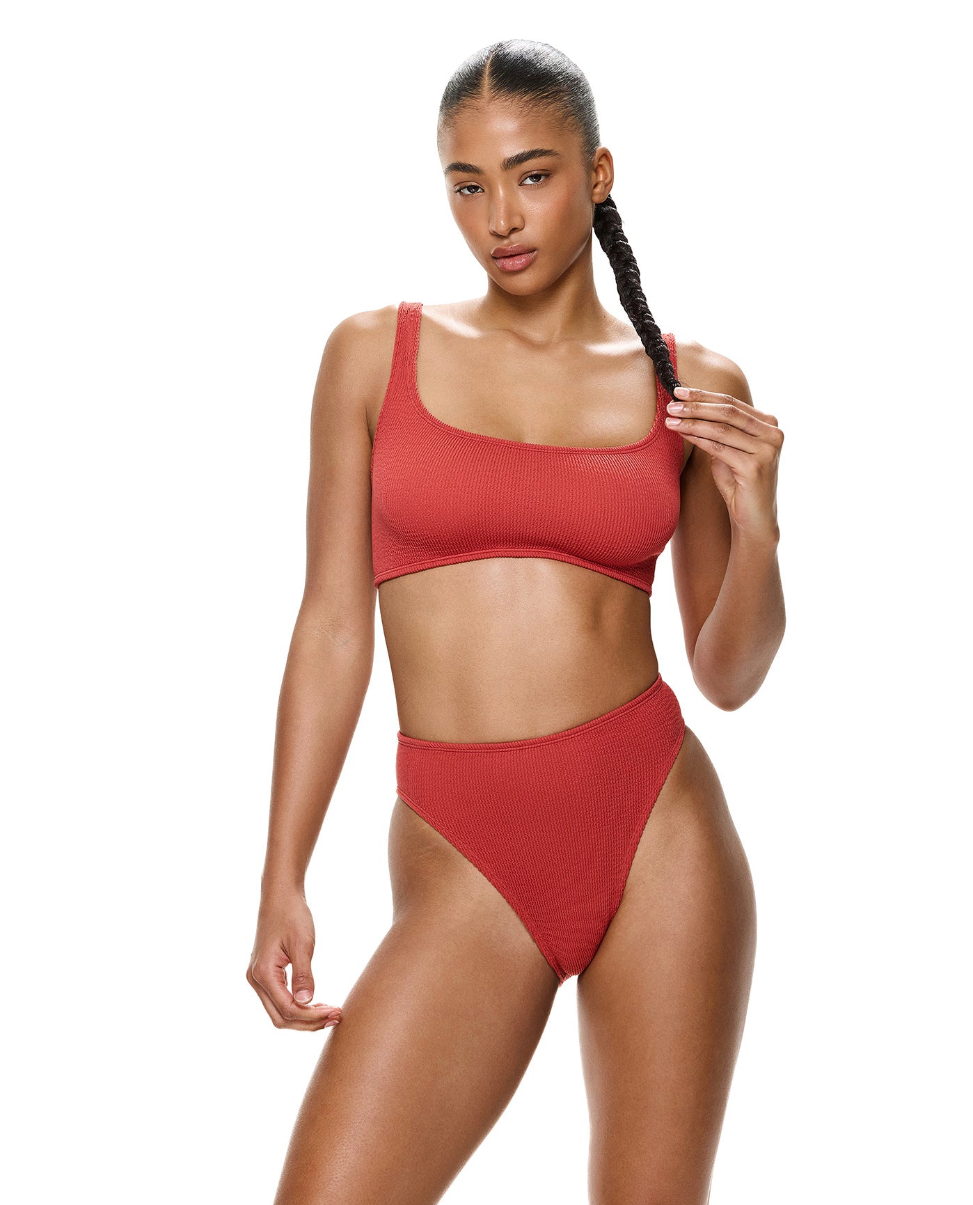 Tubular Square Neck Bikini Top-Paprika