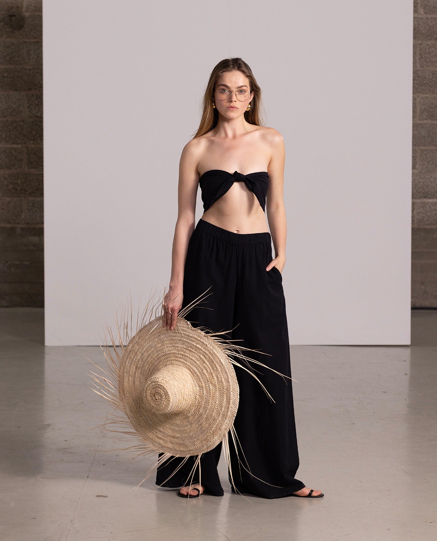 Front View Of Gottex Beach Life Bandeau Cover Up Top | Black