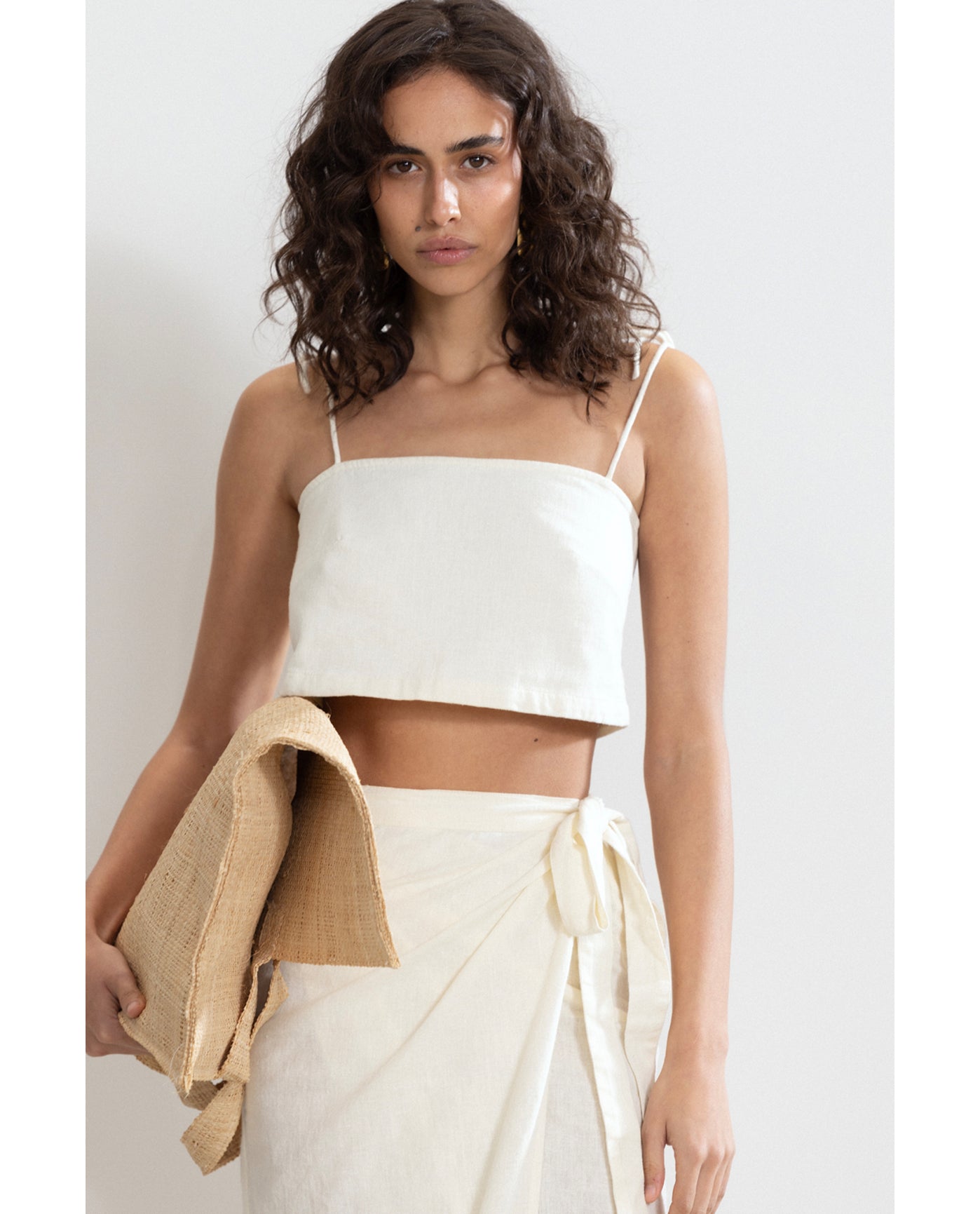 Resort Tie Swim Cover Up Top-Cream