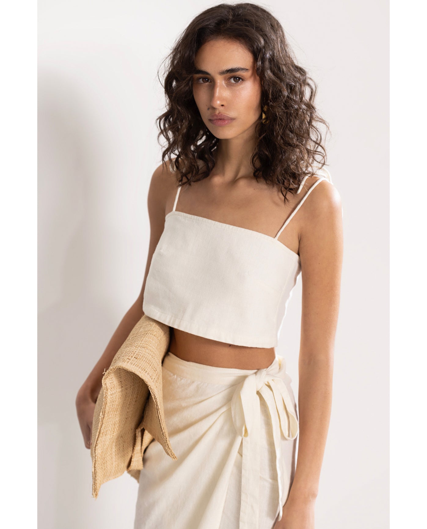 Resort Tie Swim Cover Up Top-Cream