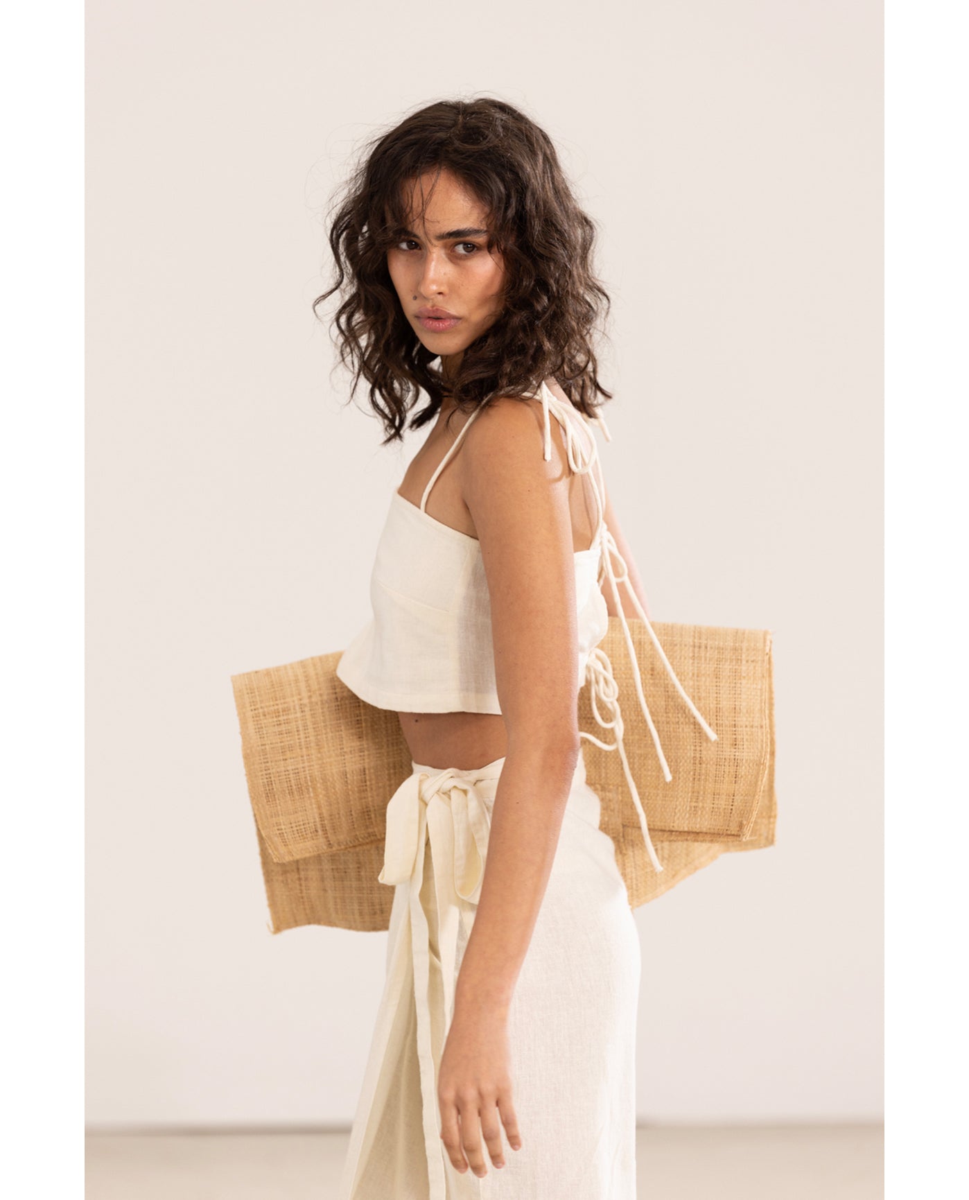 Resort Tie Swim Cover Up Top-Cream
