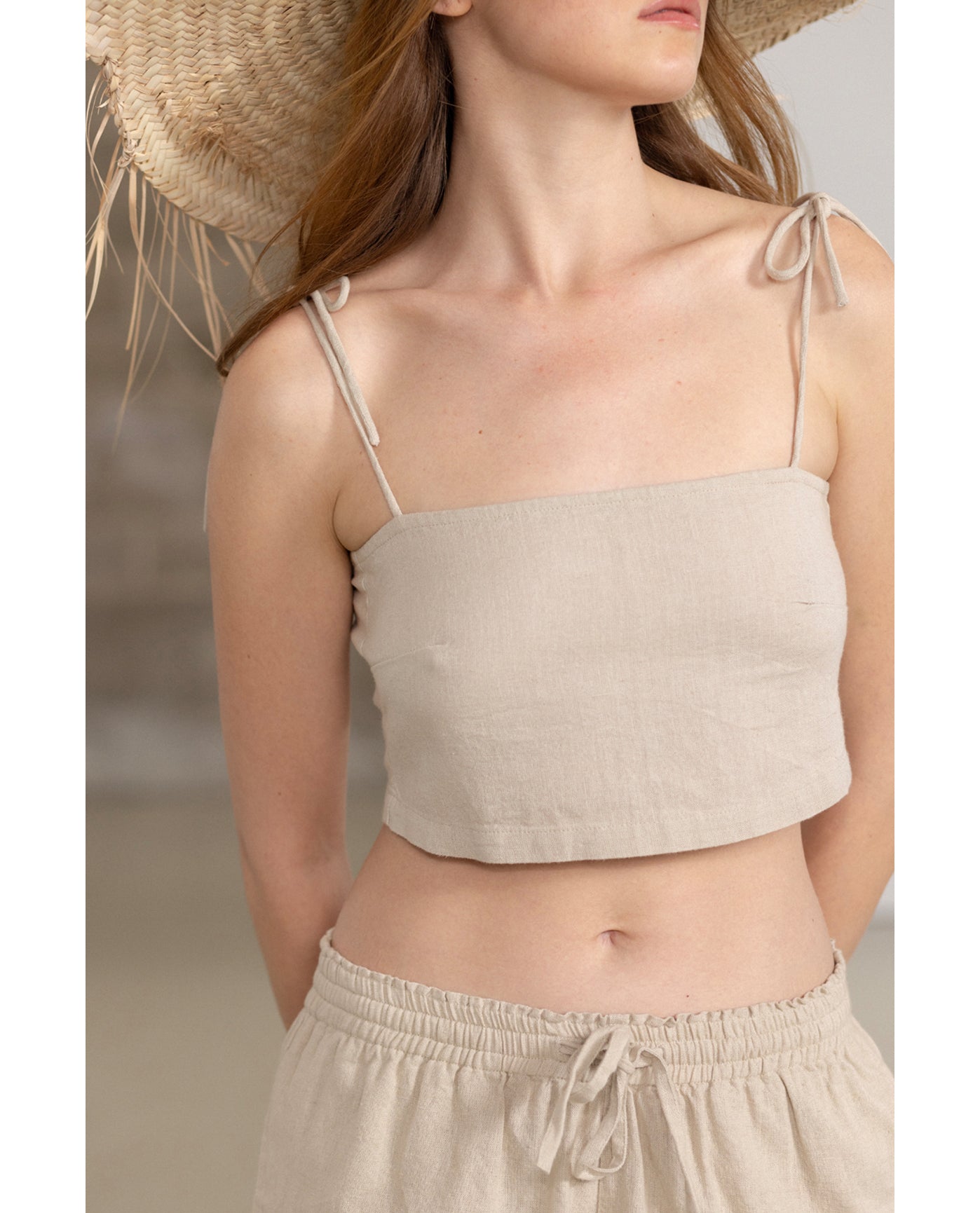 Resort Tie Swim Cover Up Top-Natural