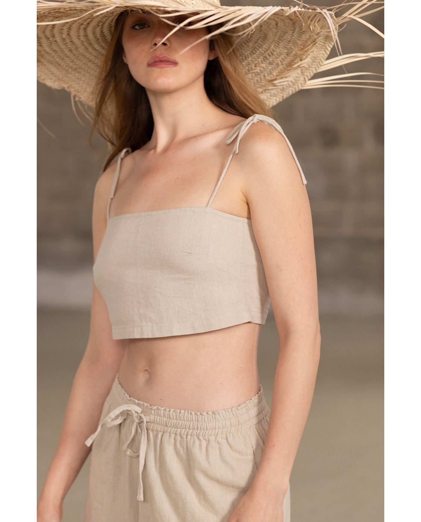 Resort Tie Swim Cover Up Top-Natural