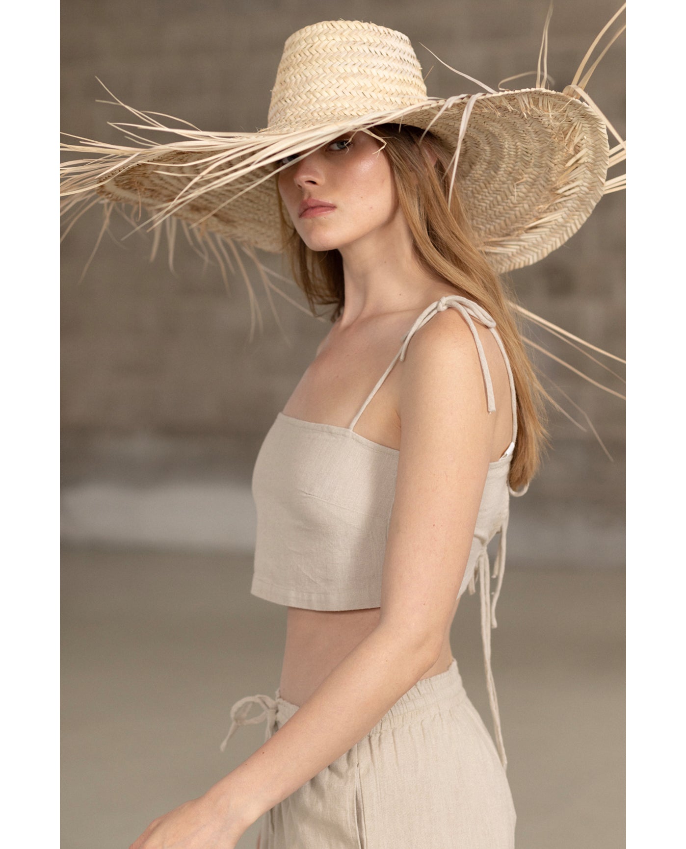 Resort Tie Swim Cover Up Top-Natural