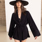 Front View Of Gottex Beach Life Kimono Cover Up | GOTTEX BEACH LIFE BLACK