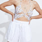 Front Detail View Of Gottex Beach Life Drawstring Cover Up Shorts | GOTTEX BEACH LIFE WHITE