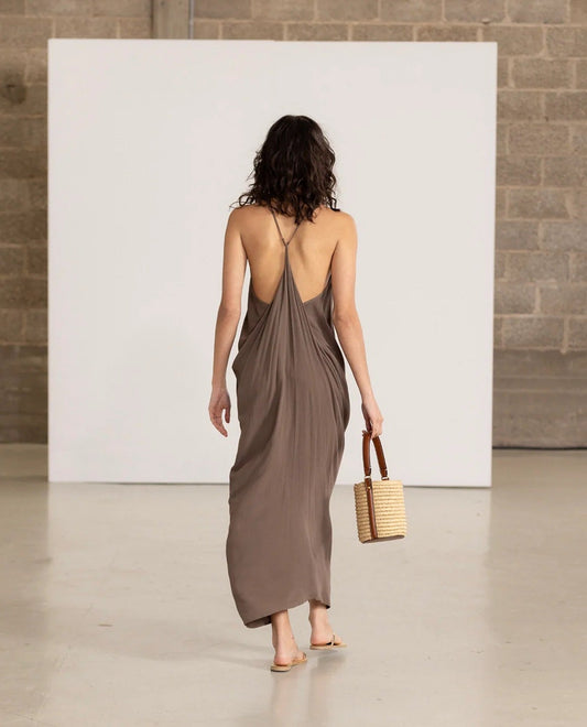 Back View Of Gottex Beach Life Maxi Cover Up Dress | GOTTEX BEACH LIFE KHAKI