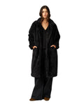 The Long Fleece Lounge Coat -Black