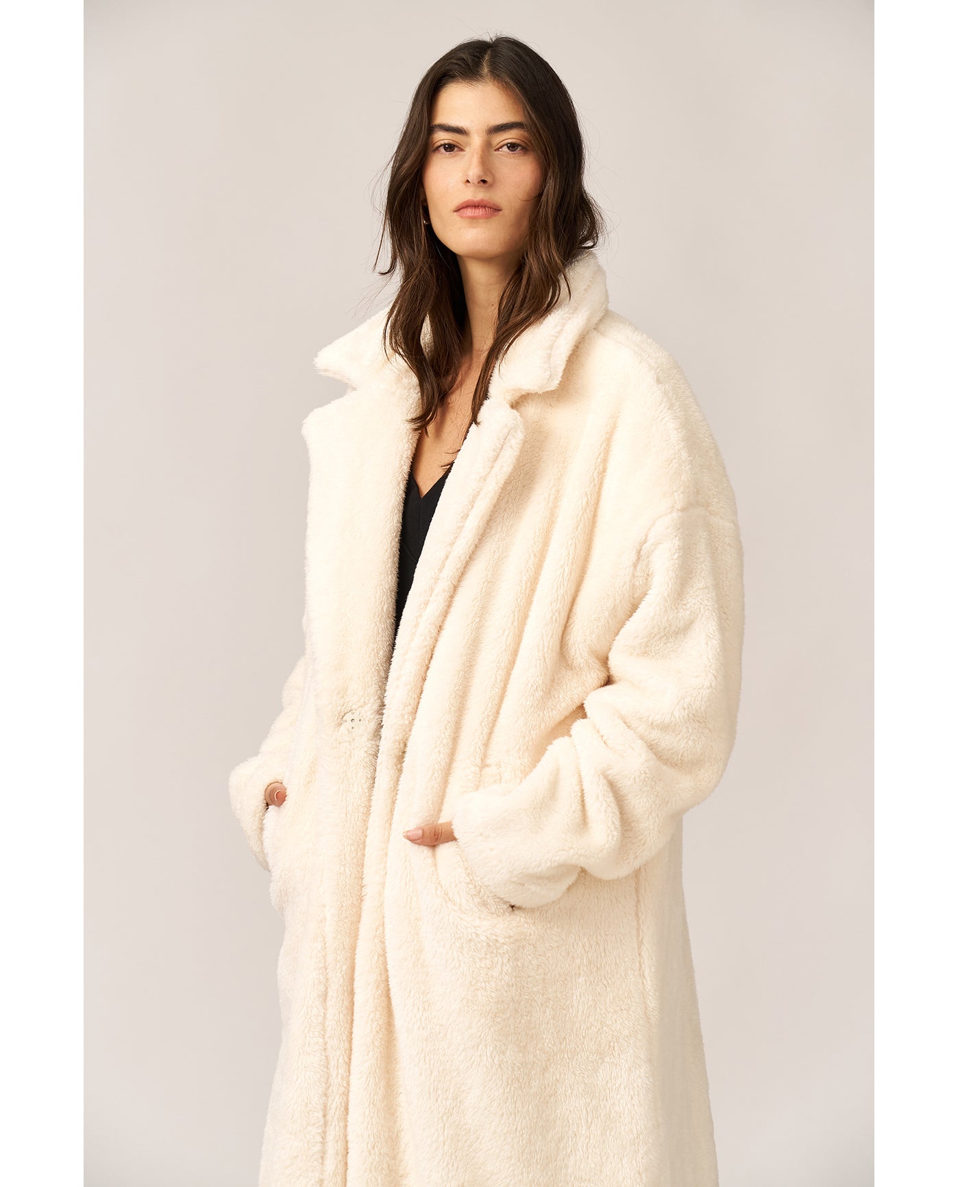 Gottex Beach Life I The Long Fleece Lounge Coat-Ivory