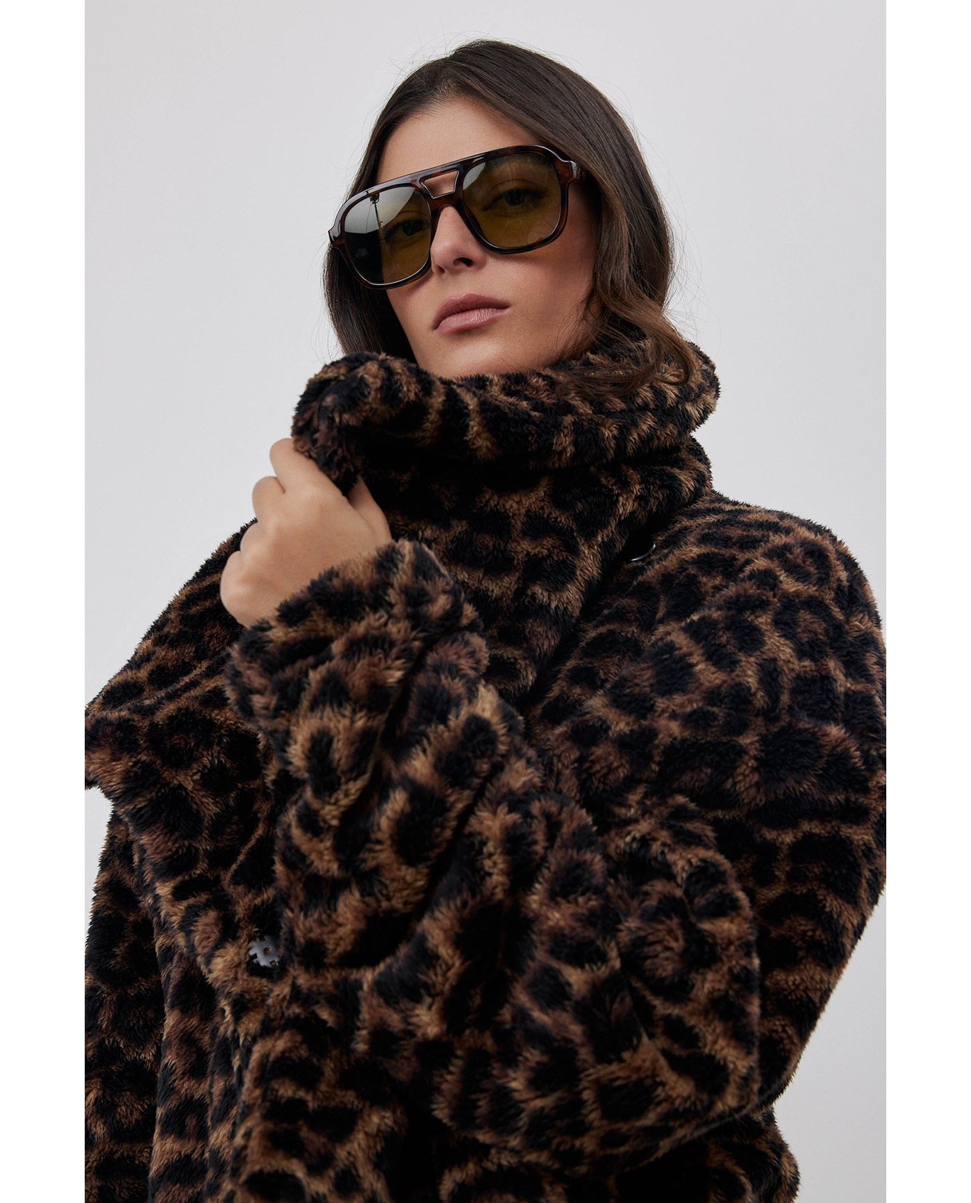 The Leopard Fleece Button-Up Cozy Coat-Leopard