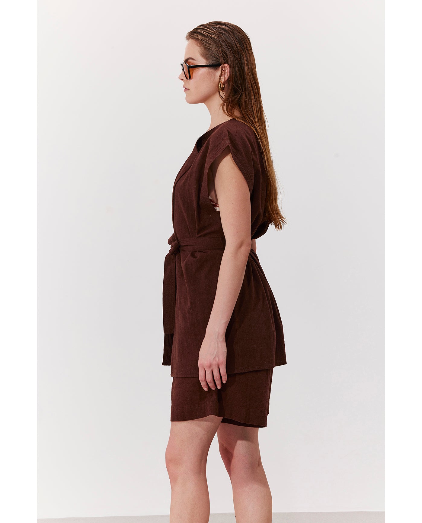 Terra Sleeveless Vest Cover-Up | Brown