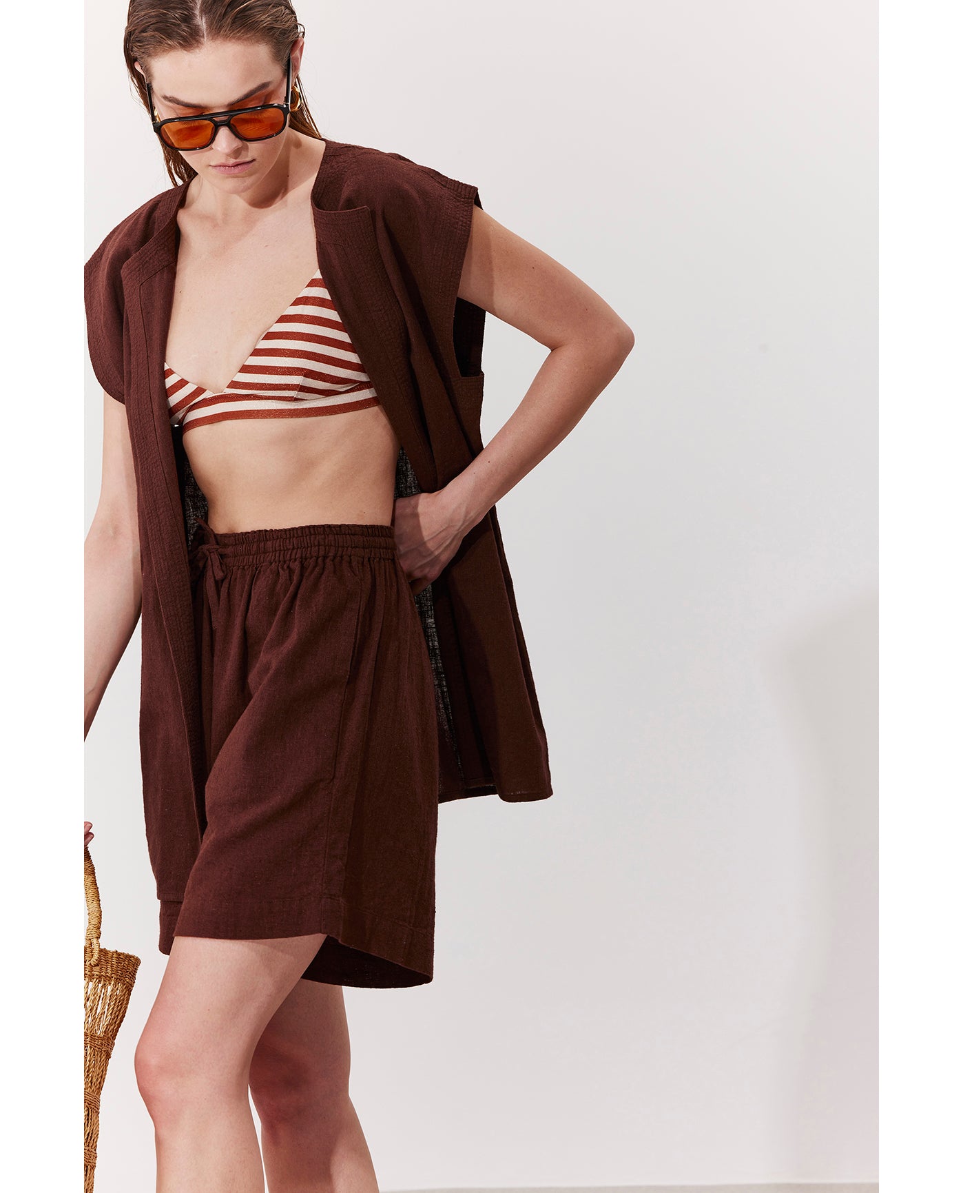 Terra Sleeveless Vest Cover-Up | Brown