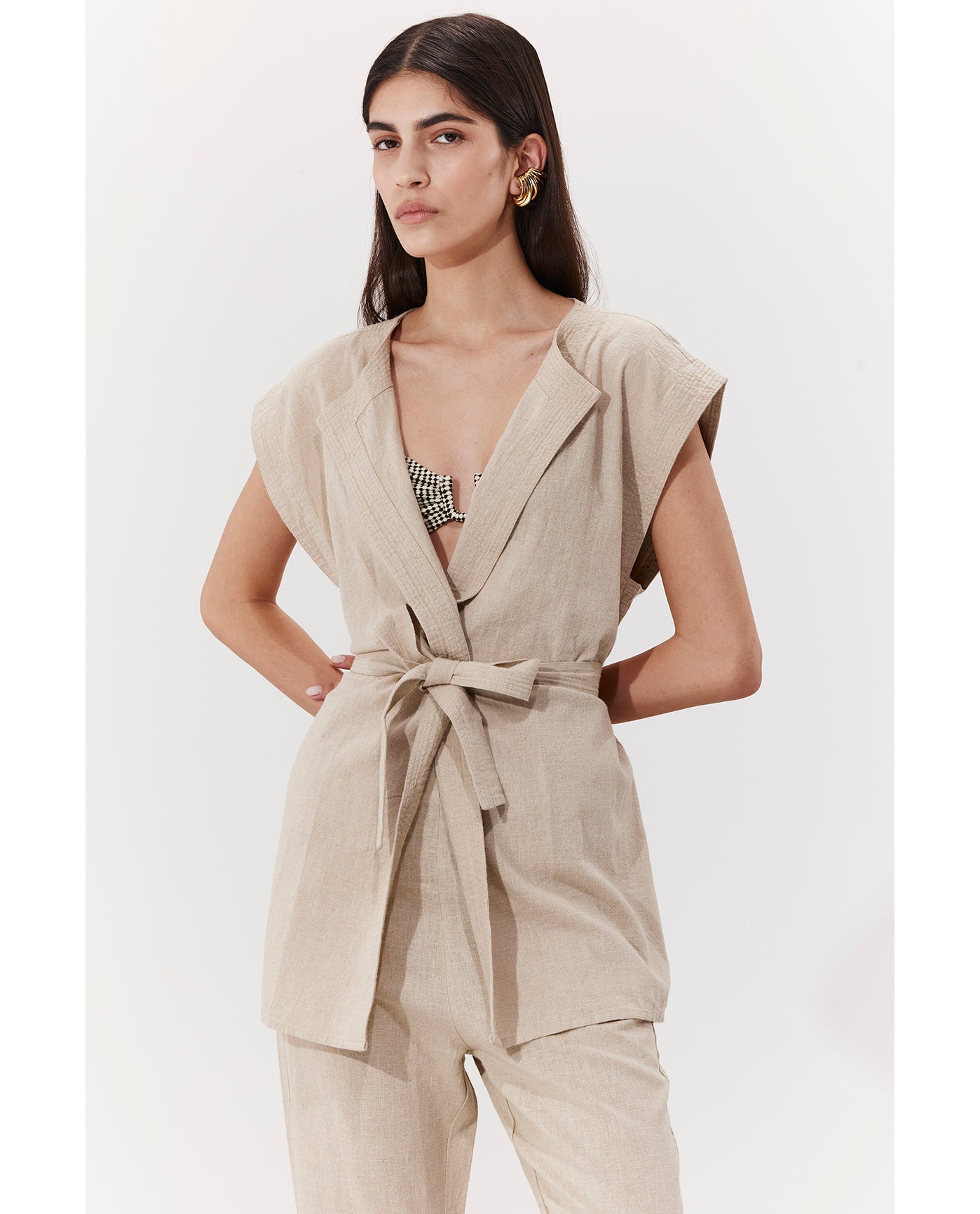 Terra Sleeveless Vest Cover-Up | Natural
