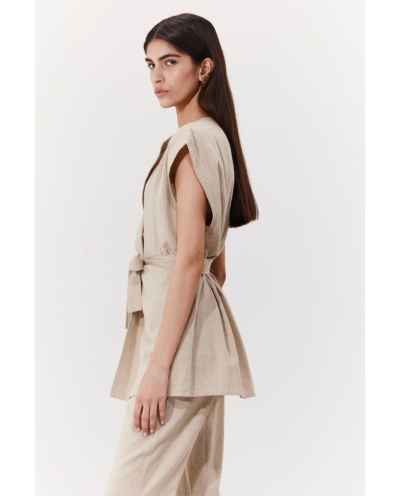 Terra Sleeveless Vest Cover-Up | Natural