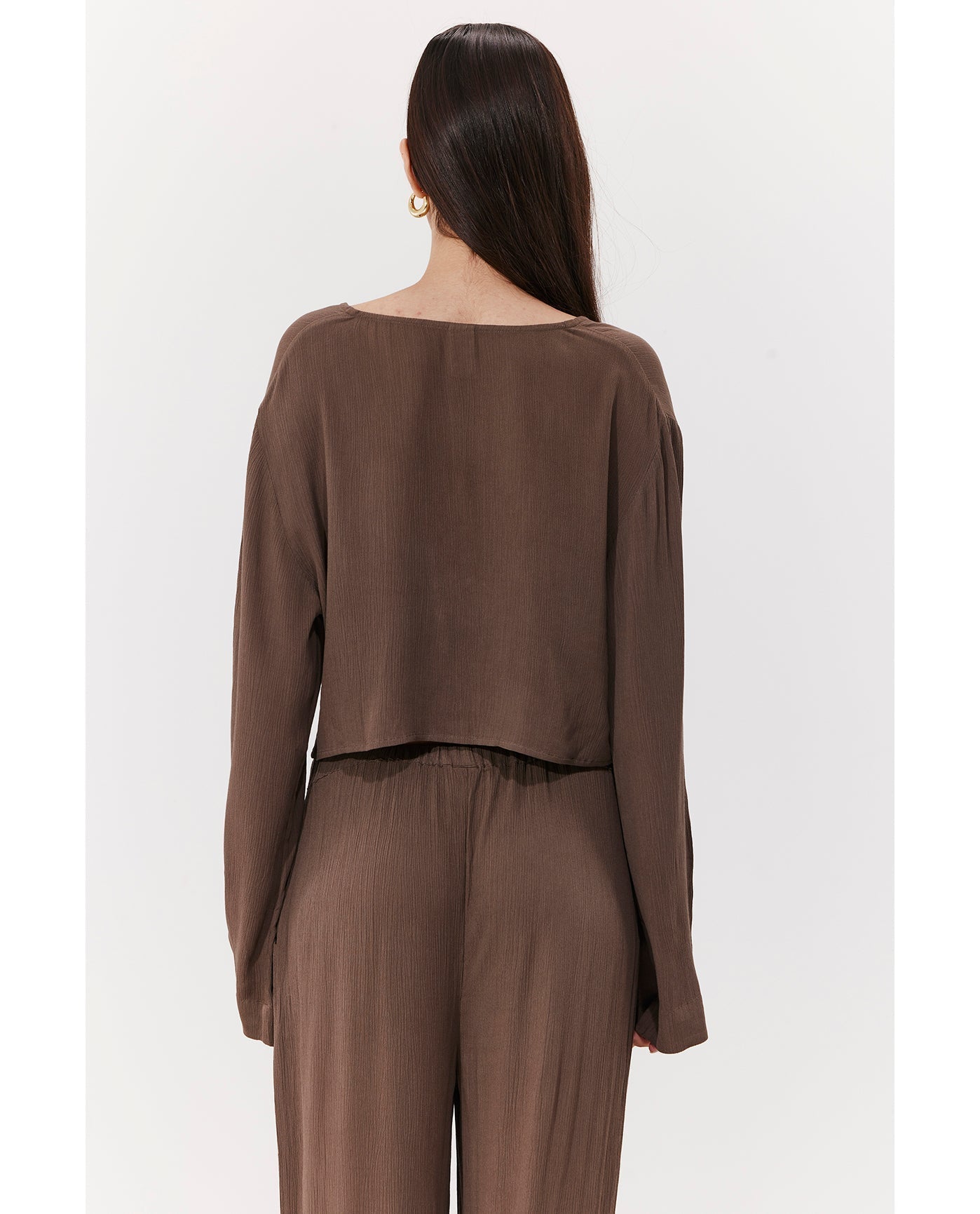 Solena Crêpe Crop Top Cover-Up | Khaki