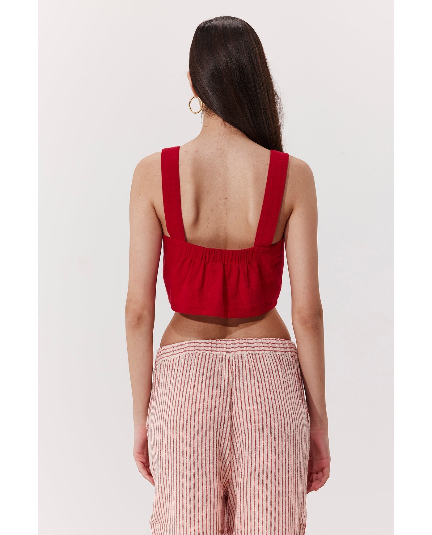 Terra Square Neck Crop Top Cover-Up | Red