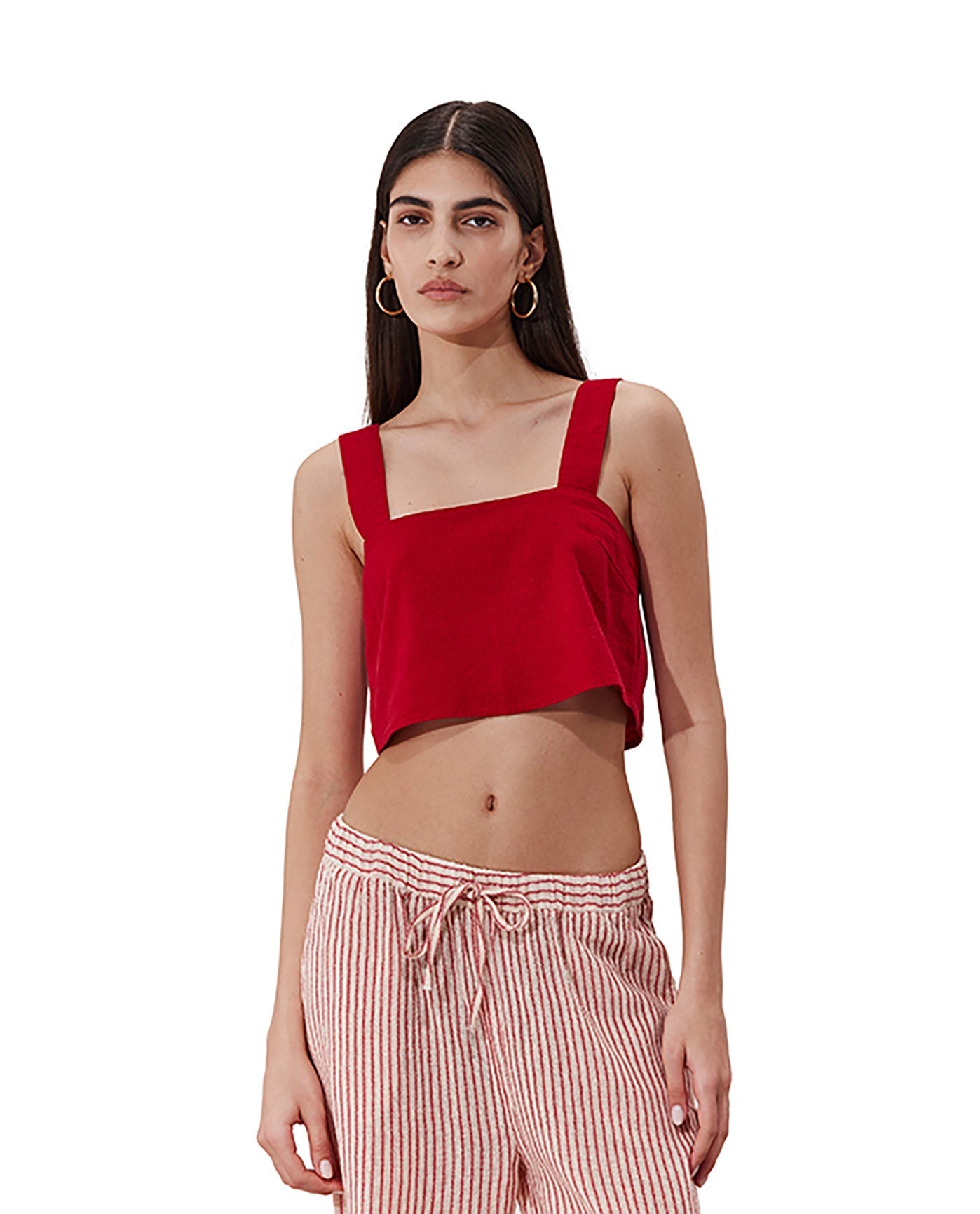 Terra Square Neck Crop Top Cover-Up | Red