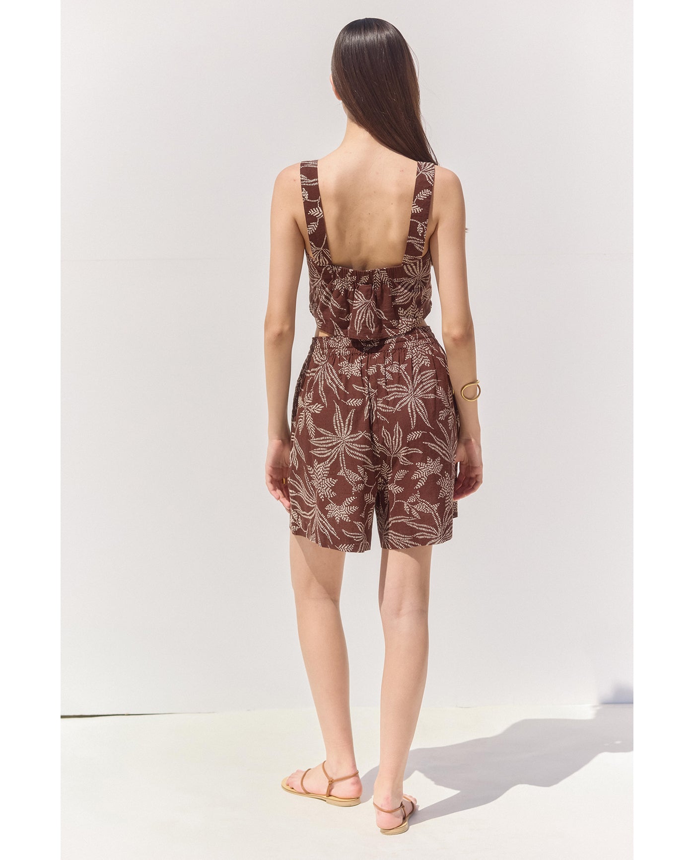 Terra Square Neck Printed Crop Top Cover-Up | terra-multi-brown