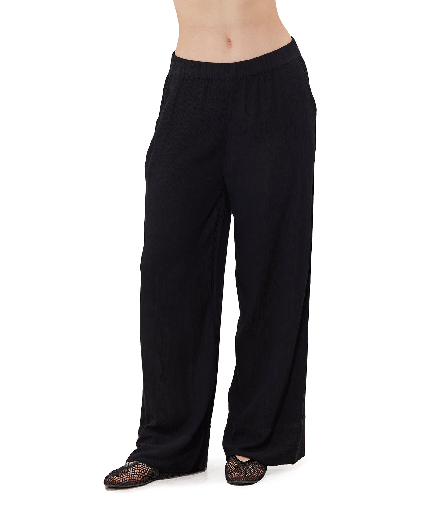 Solena Crêpe Wide Leg Beach Pant Cover-Up | Black