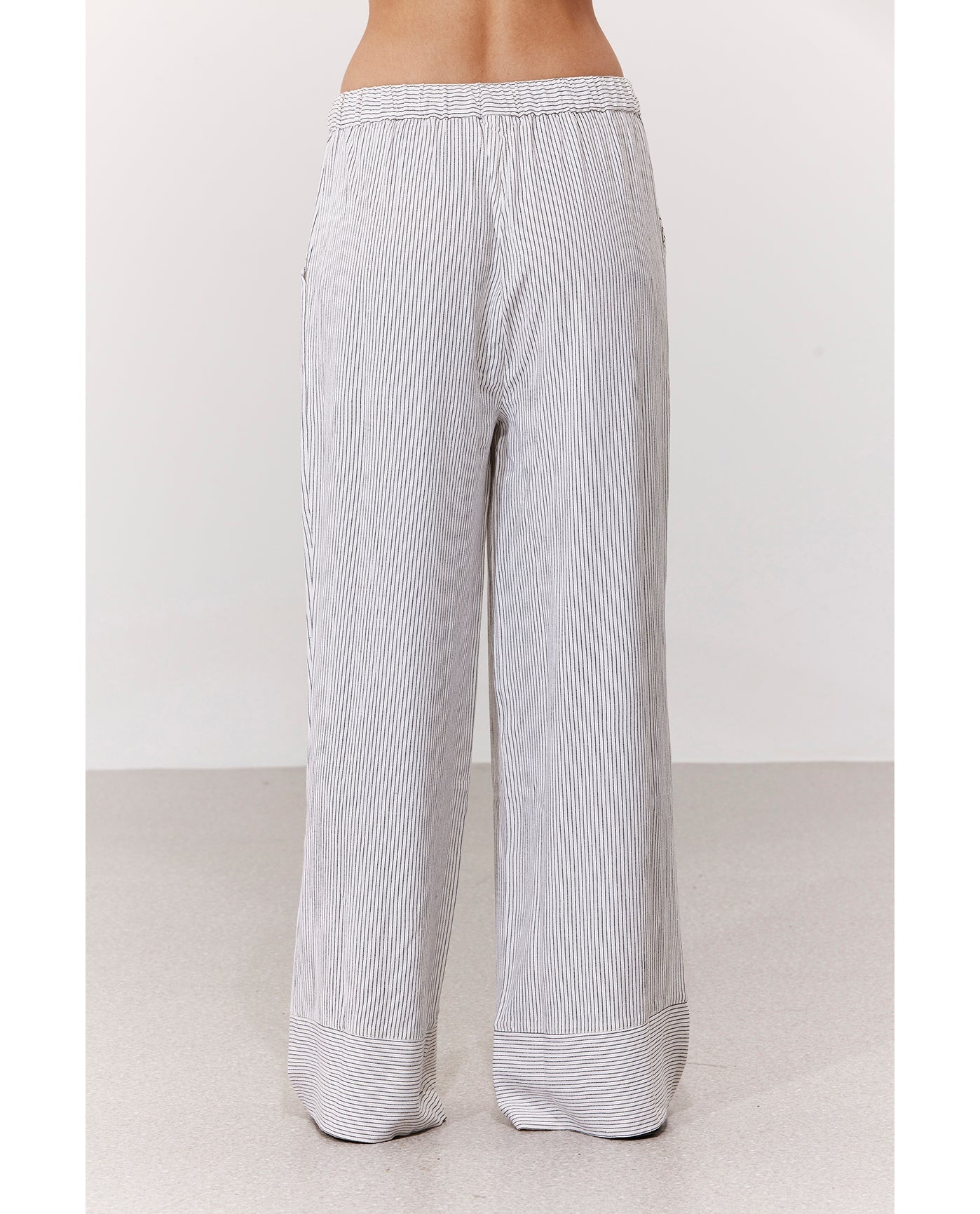 Saltstripe Wide Leg Beach Pant Cover-Up | Black-Cream
