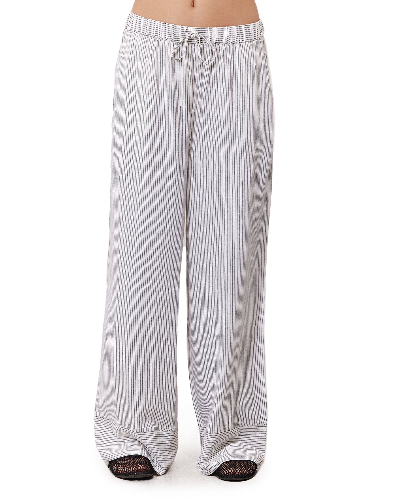 Saltstripe Wide Leg Beach Pant Cover-Up | Black-Cream
