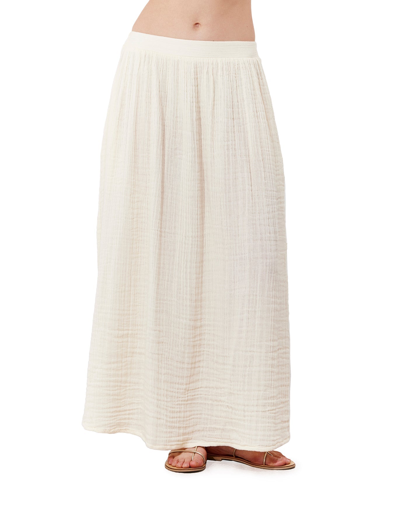 Front View Of Cloudshore Midi Skirt Cover-Up  | Natural
